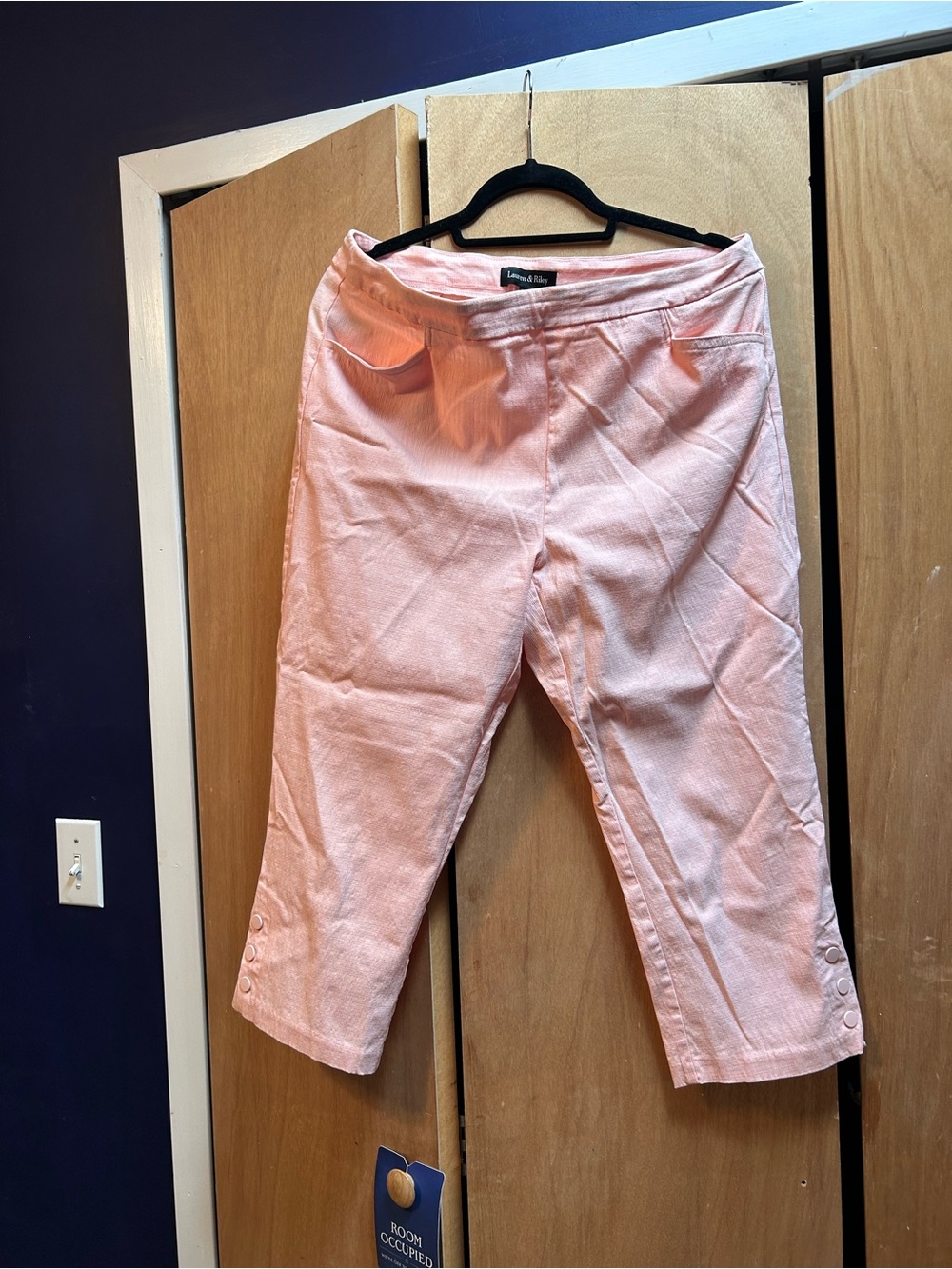 Pink/peach Cotton Blend Capri